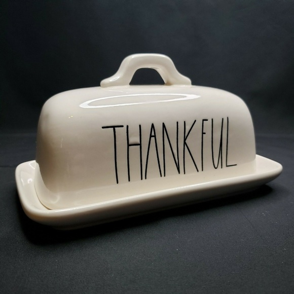 Rae Dunn Magenta THANKFUL Covered Butter Dish